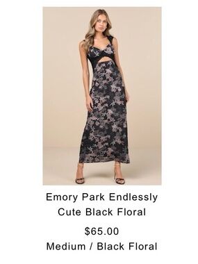emory park Black Floral Cutout Maxi Dress